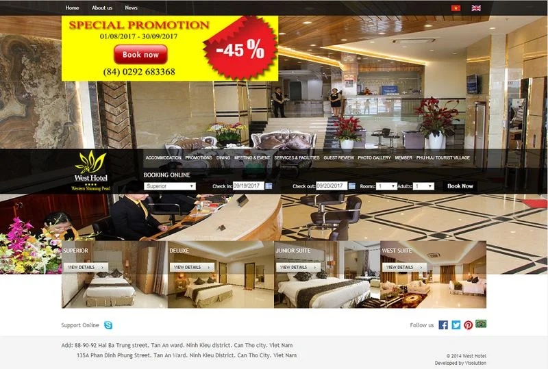 Website Khách sạn West Cần Thơ